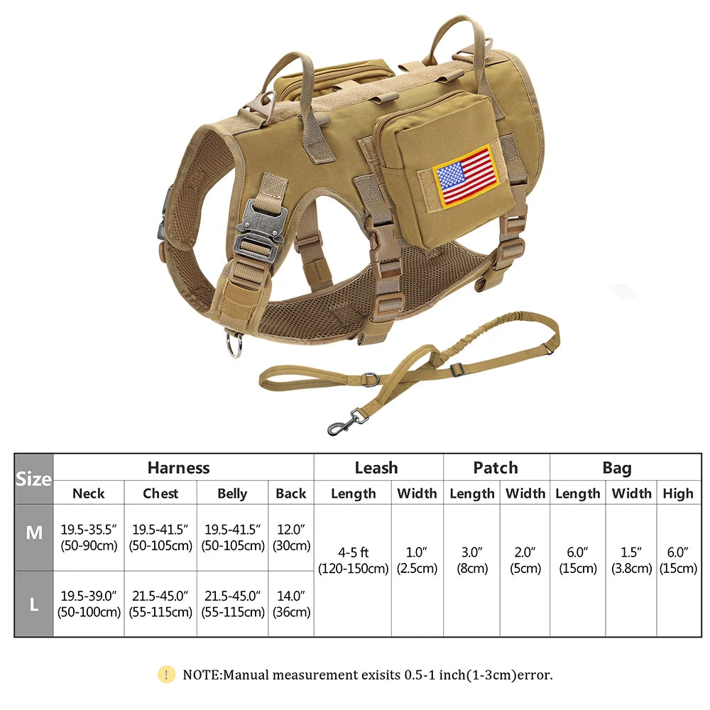 Tactical Dog Harness & Leash Set – Military MOLLE Vest for Large Dogs