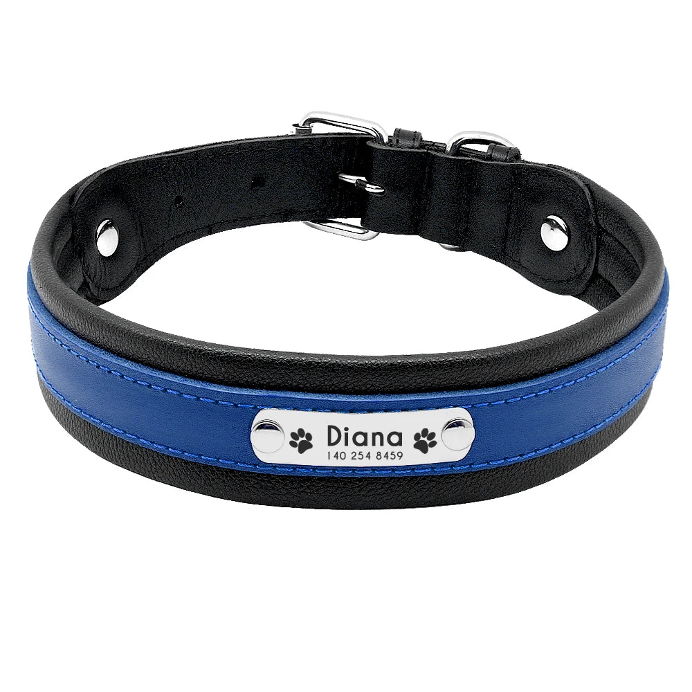 Personalized Leather Dog Collar Customized Engraved Pet Big Dog Bulldog Collars Padded For Medium Large Dogs Perro Pitbull
