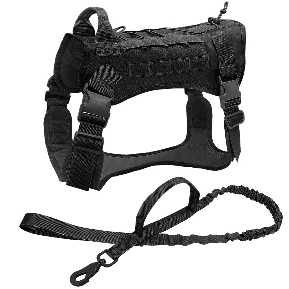 Tactical Dog Harness – No Pull Adjustable Military Training Harness with Handle & Molle System for Medium & Large Dogs