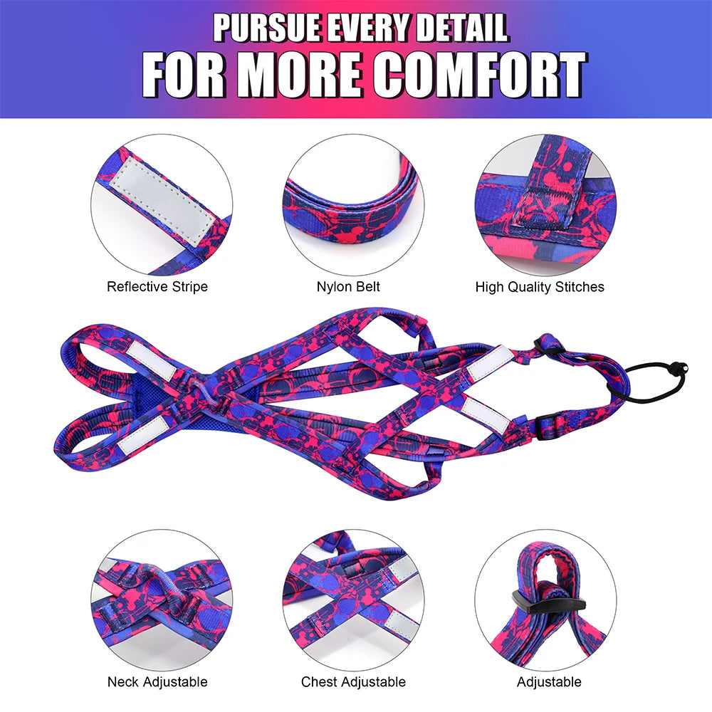 Big Dog Sledding Harness – Reflective X-Back Weight Pulling Harness for Medium & Large Dogs (Husky, Canicross, Skijoring, Bikejoring, Scootering)