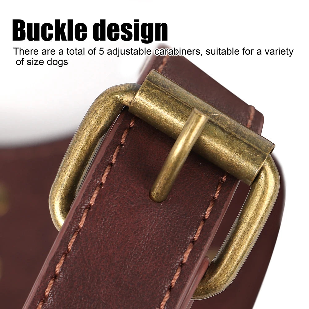 Durable Spiked Studded Genuine Leather Dog Harness – Training Vest for Large Dogs (Pitbull, Labrador, Bulldog)