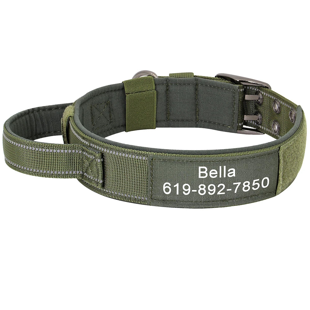 Custom Military Dog Collar – Personalized Tactical Nylon Collar | Adjustable for Medium & Large Dogs (German Shepherd, Labrador, Retriever)