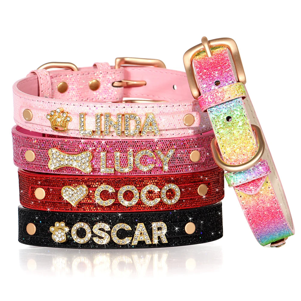 ✨ Personalized Bling Rhinestone Dog Collar – For Small Dogs & Cats ✨