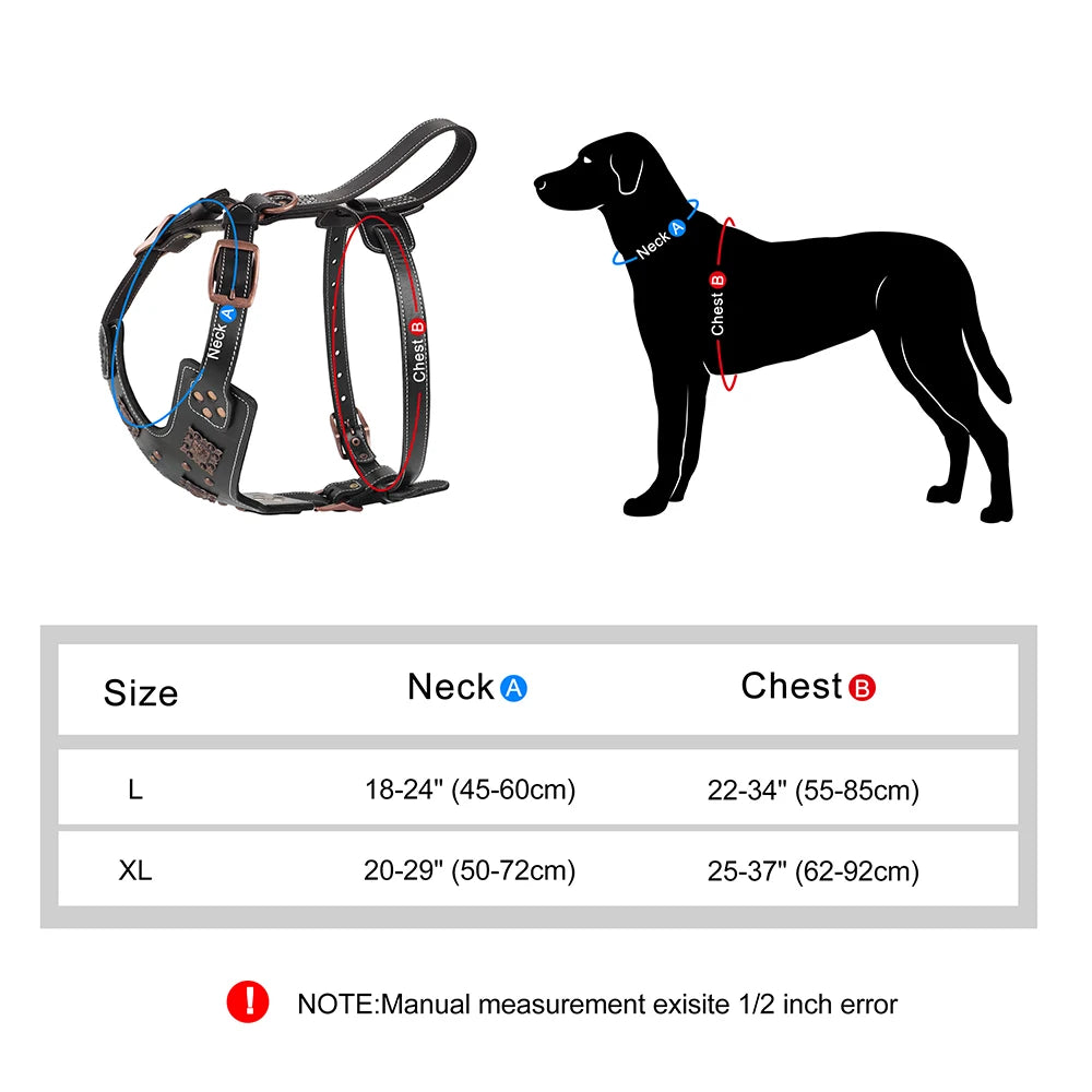 Real Leather Large Dog Harness – Durable Genuine Leather Dog Vest with Handle for German Shepherd, Pitbull, Bulldog & Big Dogs
