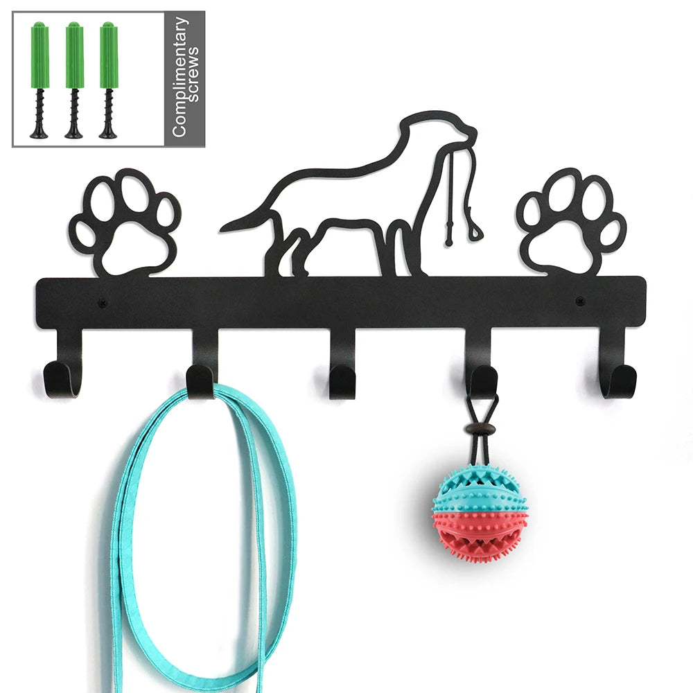 Metal Dog Leash & Key Holder Wall Rack – 4/5/7 Hooks Organizer with Free Nails