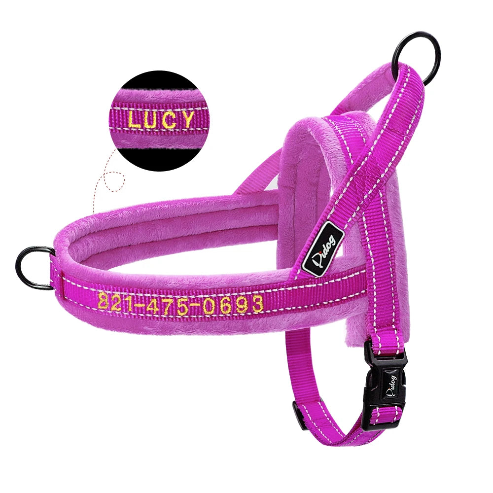 Soft Customized Dog Harness – Embroidered Nylon Padded Vest for Small, Medium & Large Dogs (Free Name & Phone Number)