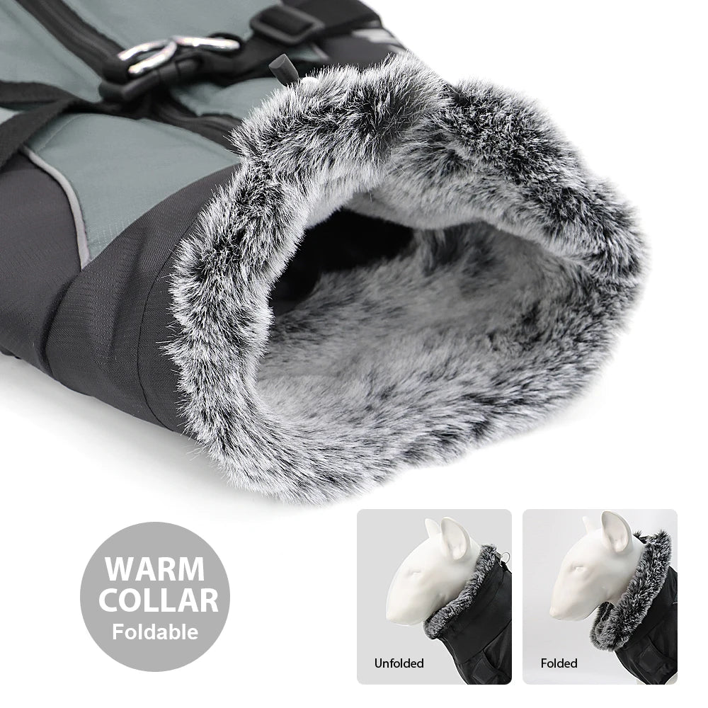 Warm Waterproof Dog Coat with Built-In Harness – Winter Jacket for Medium & Large Breeds