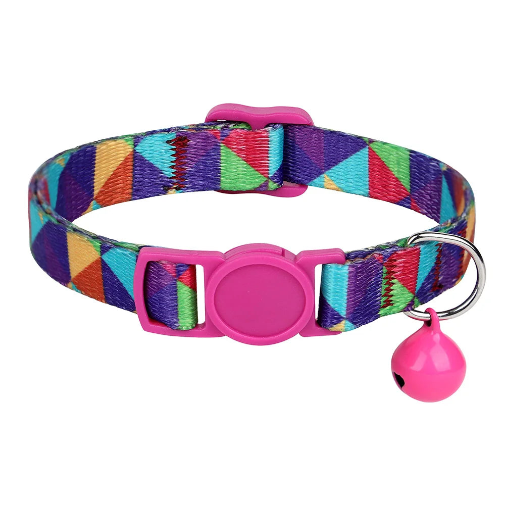 Cute Adjustable Dog & Cat Collar with Bell – Nylon Pet Necklace for Small Dogs & Kittens