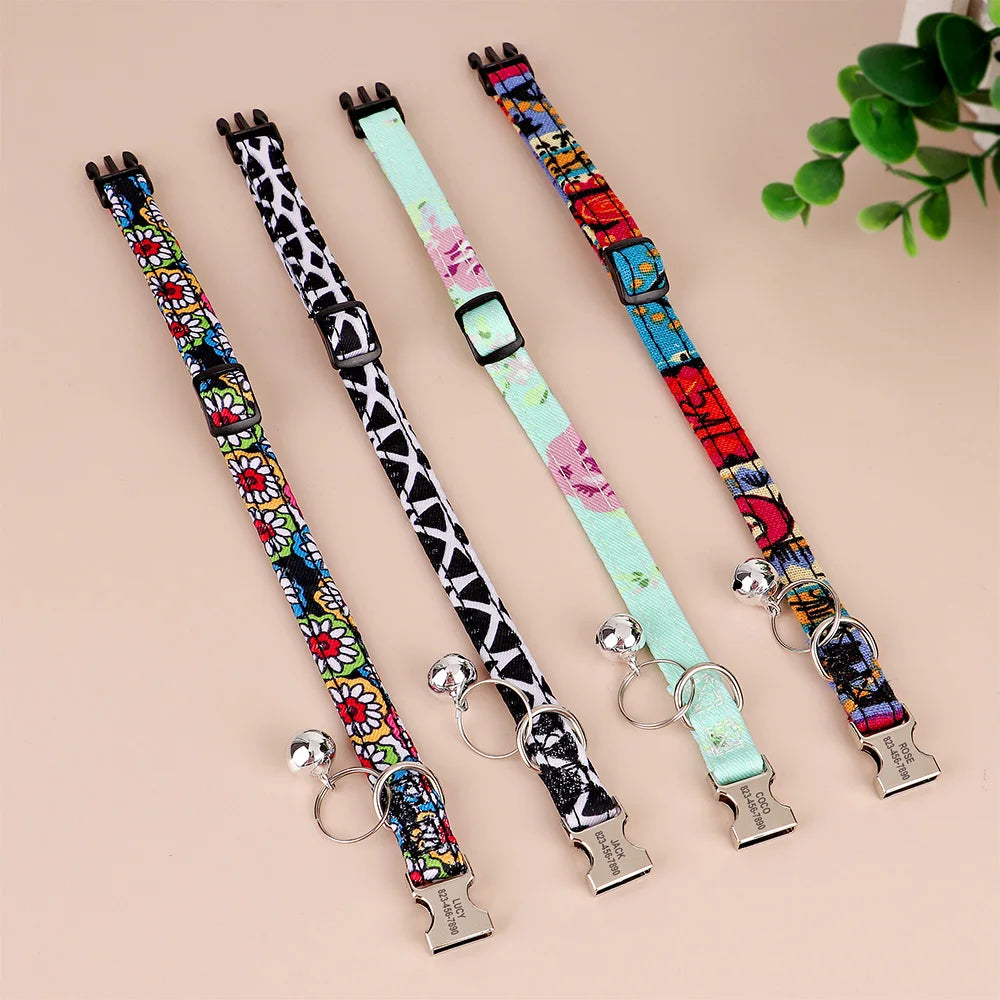 Custom Cat Collar – Personalized ID Collar for Cats &amp; Small Dogs (Free Bell Gift!)