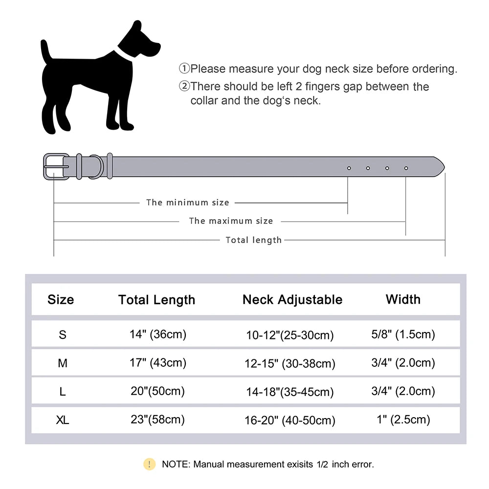 Custom Leather Dog Collar – Personalized Engraved ID Tag, Soft Padded Adjustable for Small & Medium Dogs