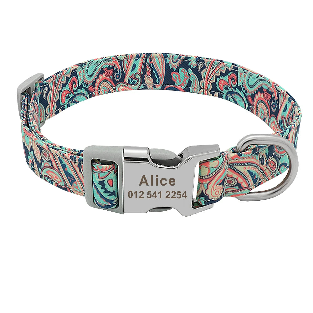 Custom Dog Collar Personalized Pet Dog ID Name Tag Accessories Collars Small Medium Large Nylon Engraved Puppy Dogs Collars S-L