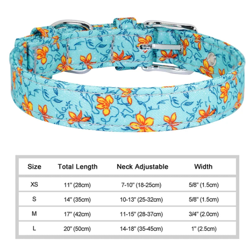 Nylon Custom Dog Collar & Leash Set with Personalized Leather Nameplate – Adjustable ID Tag for Small, Medium & Large Dogs