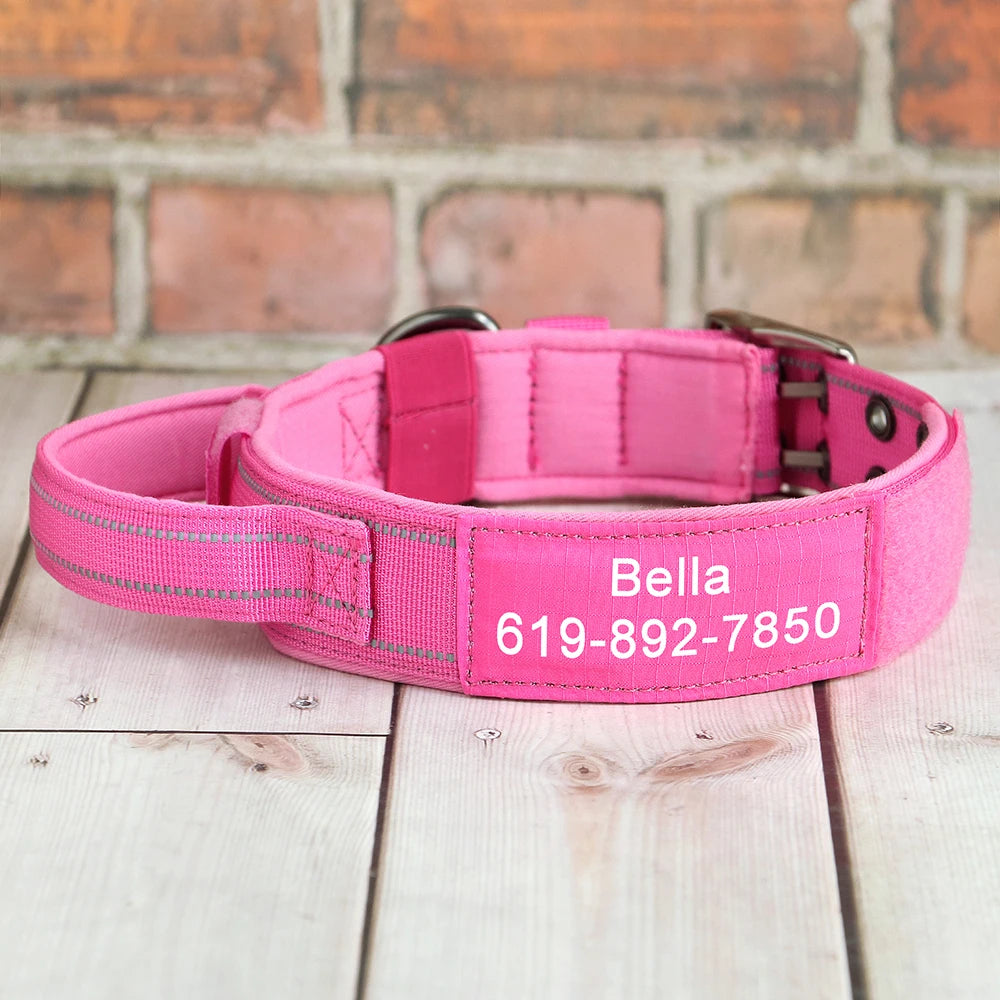 Custom Military Dog Collar – Personalized Tactical Nylon Collar | Adjustable for Medium & Large Dogs (German Shepherd, Labrador, Retriever)