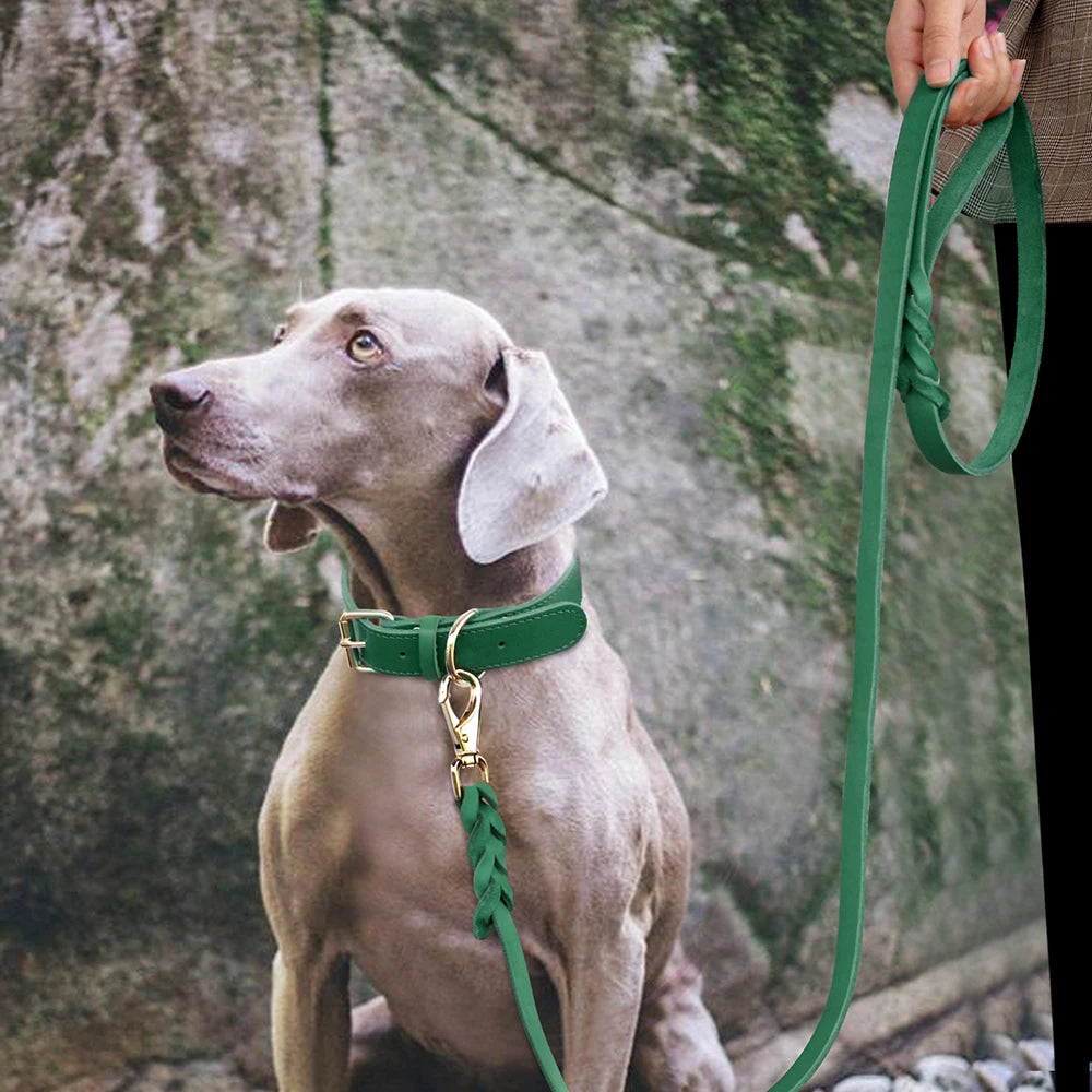 1.5m Real Leather Dog Leash – Strong Genuine Leather Pet Walking Lead Rope for Small, Medium & Large Dogs