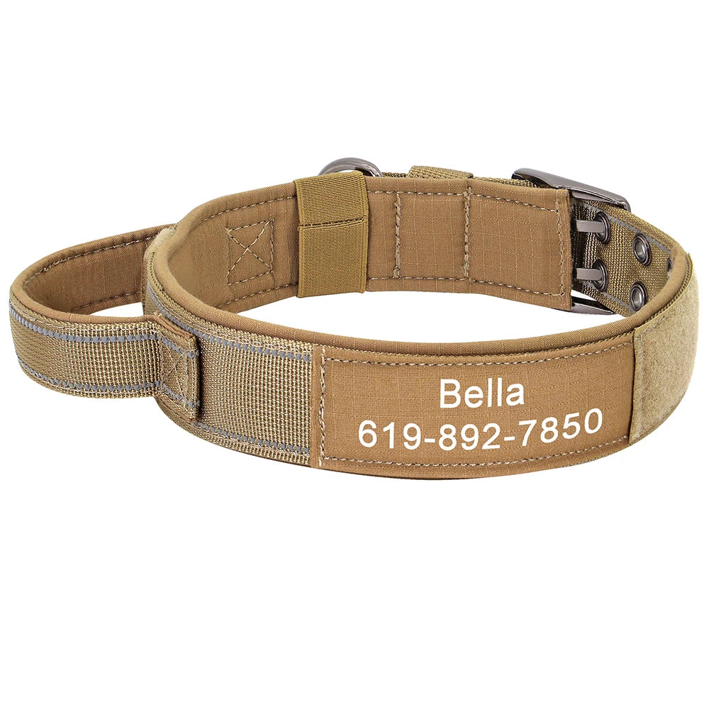 Custom Military Dog Collar – Personalized Tactical Nylon Collar | Adjustable for Medium & Large Dogs (German Shepherd, Labrador, Retriever)
