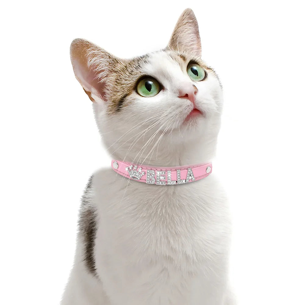 ✨ Personalized Bling Rhinestone Dog Collar – For Small Dogs & Cats ✨