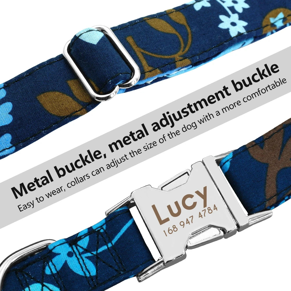 Personalized Nylon Dog Collar – Adjustable Custom Pet Collar with Engraved ID Tag for Medium & Large Dogs