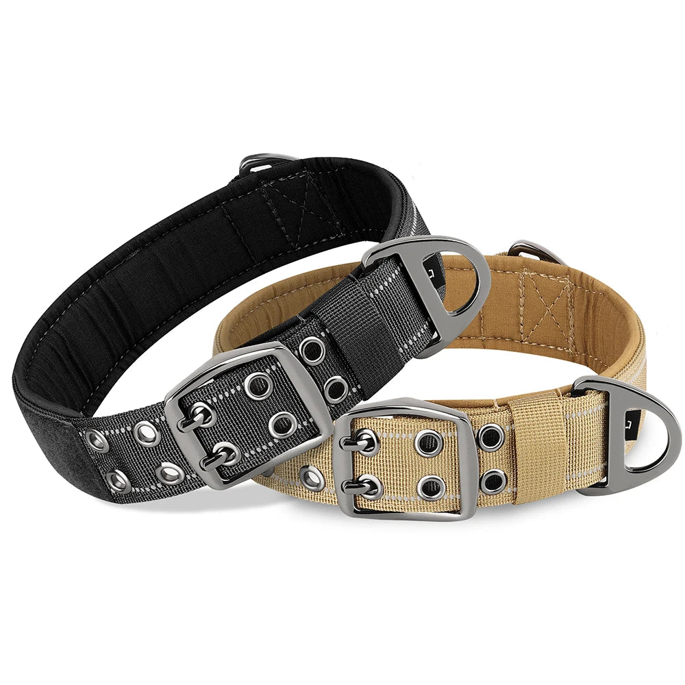 Tactical Military Dog Collar – Adjustable Nylon Training Collar with Handle for Medium & Large Dogs