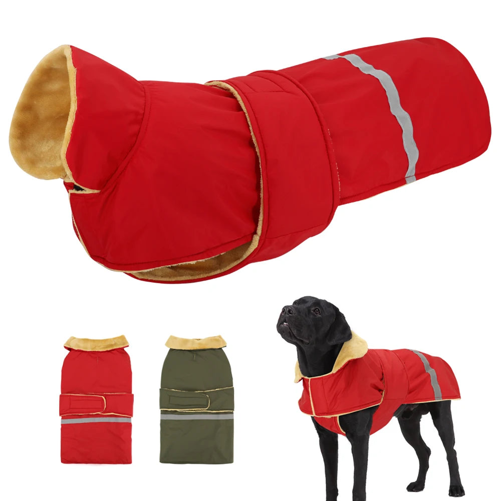 Winter Outdoor Dog Jacket – Waterproof Reflective Coat for Medium & Large Dogs