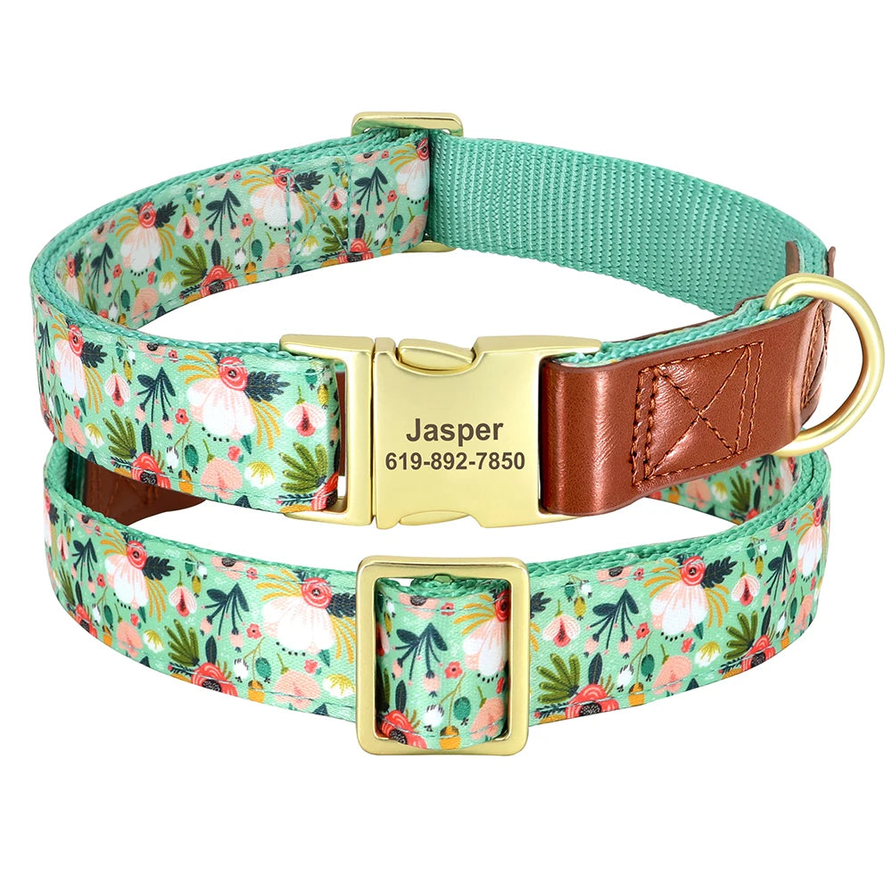 Personalized Dog Collar – Engraved Nylon &amp; PU Leather with Custom ID Tag