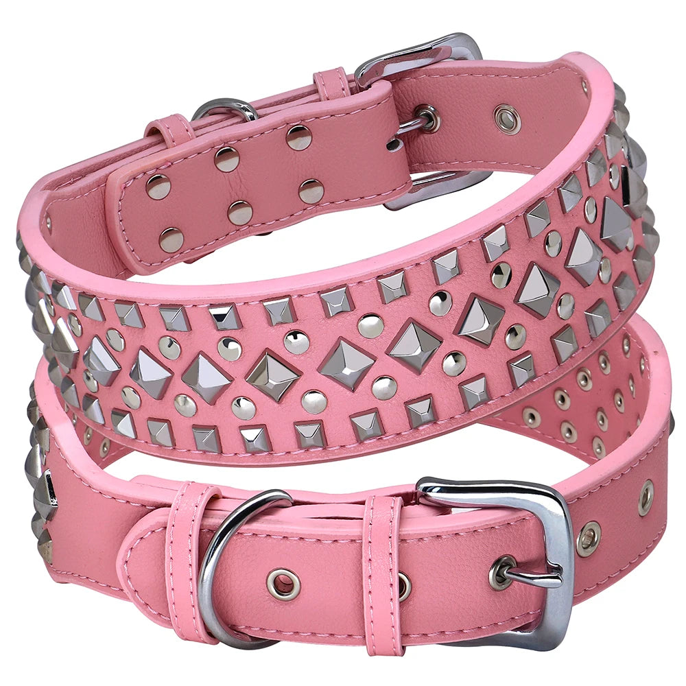 Luxurious Leather Spiked Dog Collar – Adjustable for Medium & Large Dogs