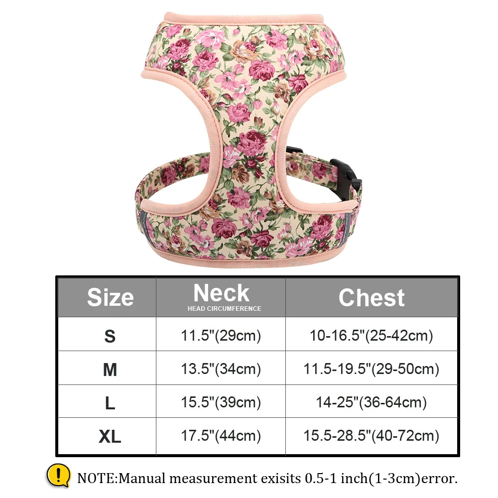 Fashion Printed Nylon Dog Harness Reflective French Bulldog Pug Harness Dog Vest For Small Medium Dogs Cats Walking Training