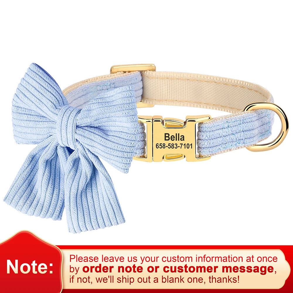 🎀 Personalized Dog Collar with Big Bowtie – Cute, Stylish & Custom Engraved