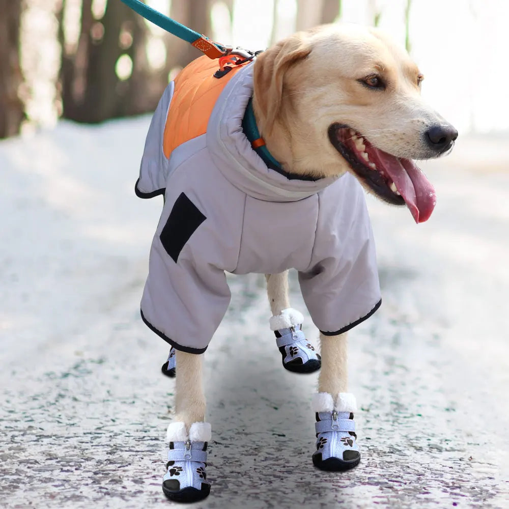 Waterproof Dog Boots – 4pcs Non-Slip Reflective Shoes for Medium &amp; Large Dogs, Snow &amp; Rain Paw Protection
