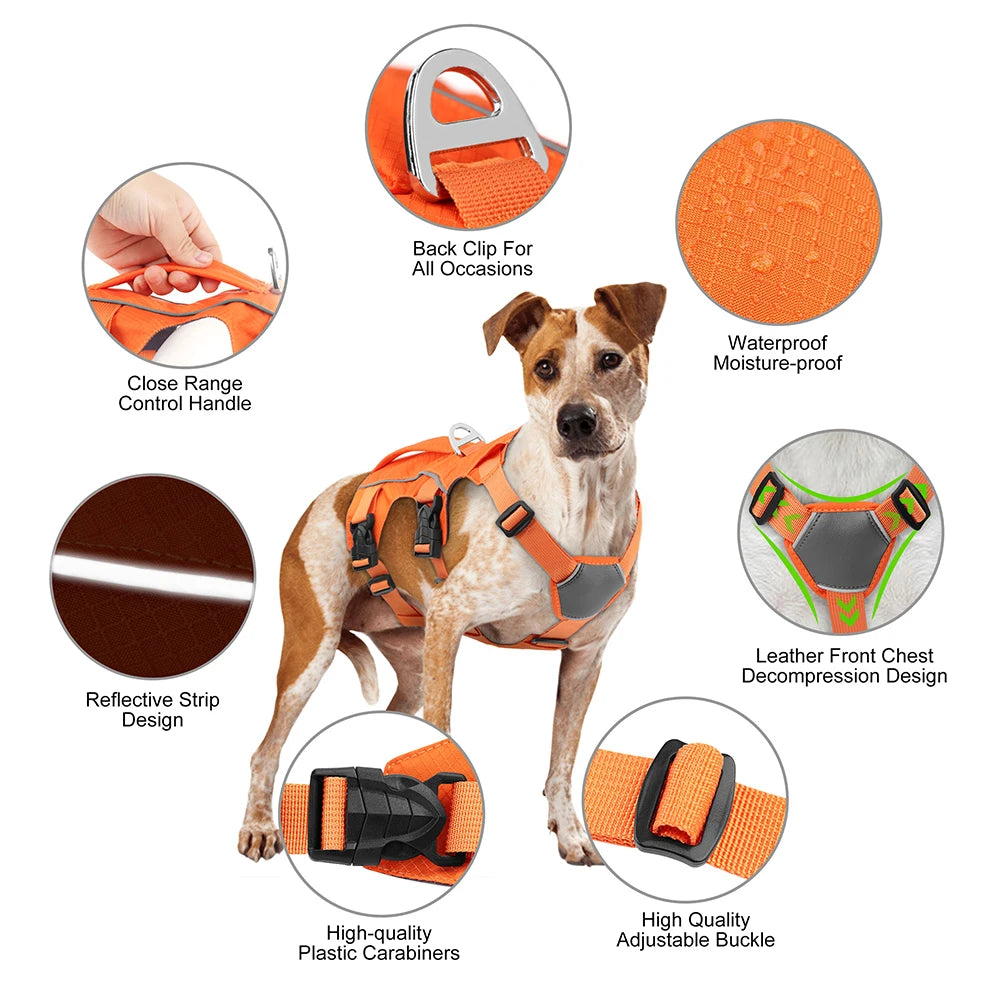 No Pull Dog Harness Reflective Waterproof Pet Harness Vest With Handle for Small Medium Large Dogs Walking Training Chest Straps