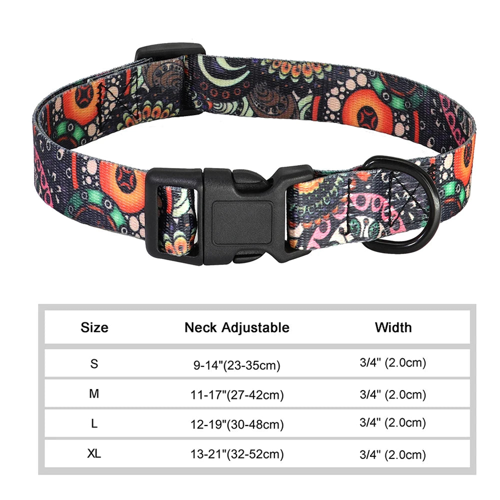 12 Styles Nylon Floral Printed Dog Collar – Bohemian Adjustable Small Puppy & Cat Collar – Chihuahua Pet Supplies Accessories