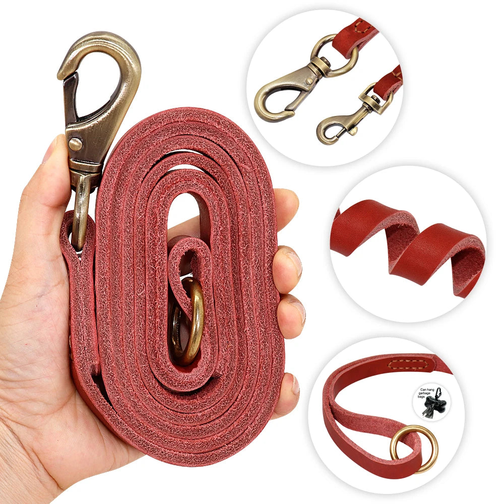 🦴 Custom Leather Dog Collar & Leash Set — Personalized for Safety & Style 🐾