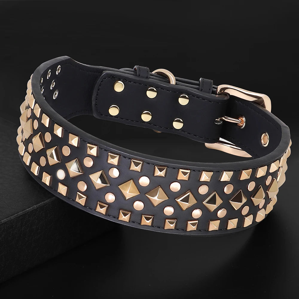 Luxurious Leather Spiked Dog Collar – Adjustable for Medium & Large Dogs