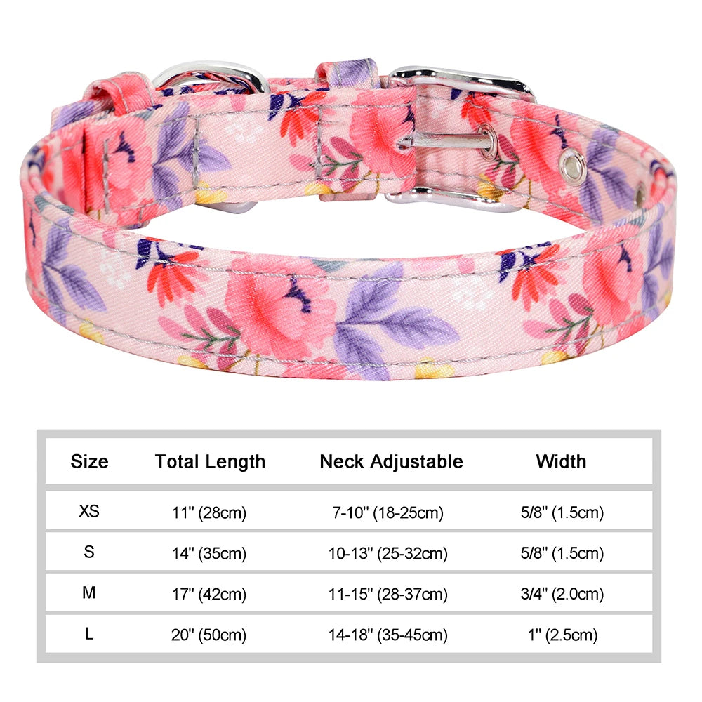 12 Styles Nylon Floral Printed Dog Collar – Bohemian Adjustable Small Puppy & Cat Collar – Chihuahua Pet Supplies Accessories