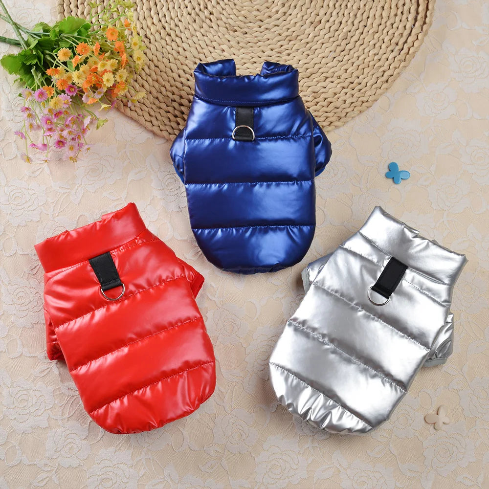 Winter Waterproof Dog Jacket – PU Leather Puffer Coat for Small & Medium Dogs (Chihuahua, Yorkie, French Bulldog)