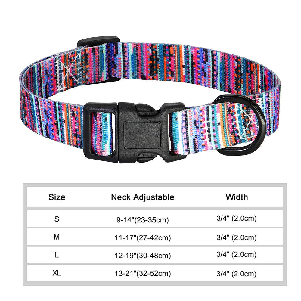 12 Styles Nylon Floral Printed Dog Collar – Bohemian Adjustable Small Puppy & Cat Collar – Chihuahua Pet Supplies Accessories
