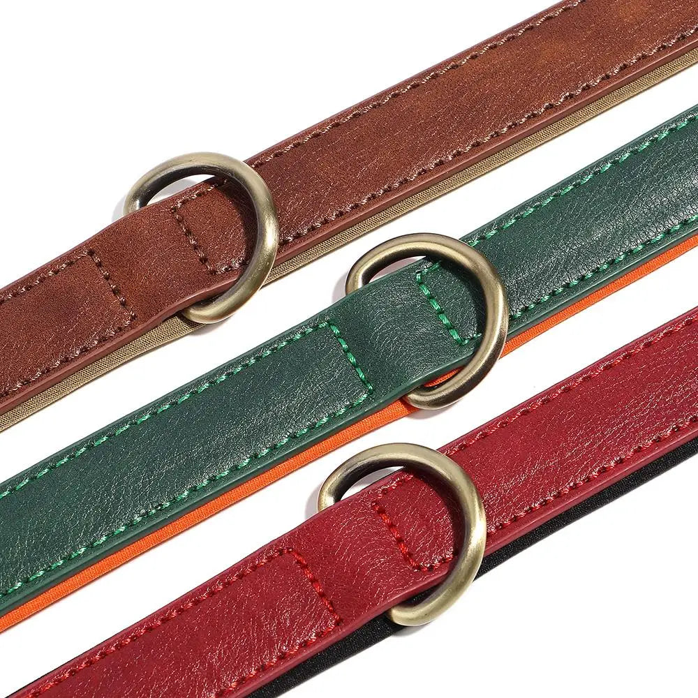 PU Leather Dog Collar – Soft Padded Adjustable Pet Collar for Small & Medium Dogs (Pitbull, French Bulldog) – S/M/L