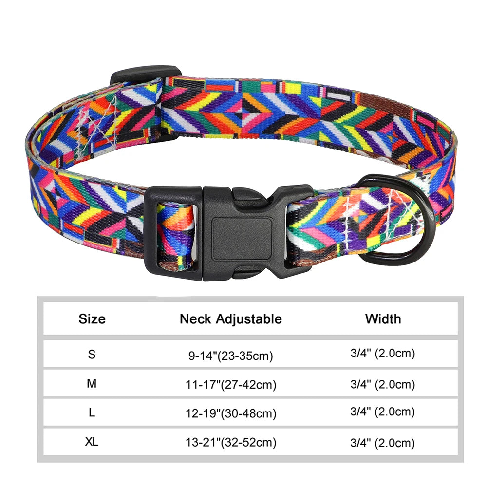 12 Styles Nylon Floral Printed Dog Collar – Bohemian Adjustable Small Puppy & Cat Collar – Chihuahua Pet Supplies Accessories