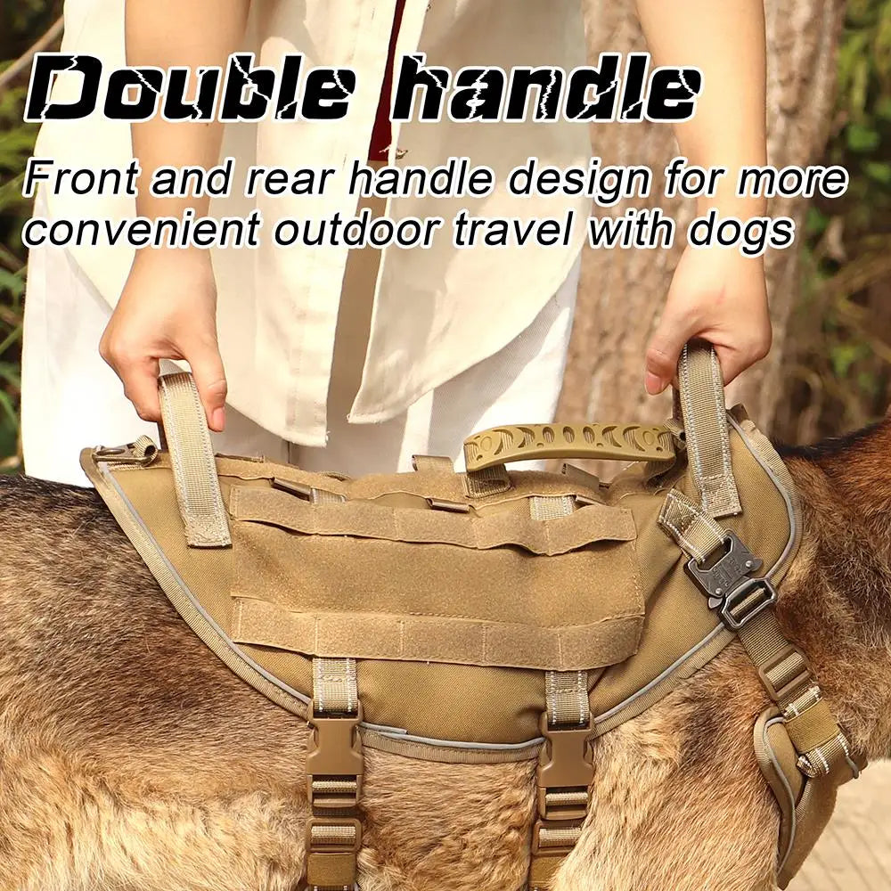 Quick Control Tactical Dog Harness – No Pull Military Training Vest with Handle & Molle System for Medium & Large Dogs