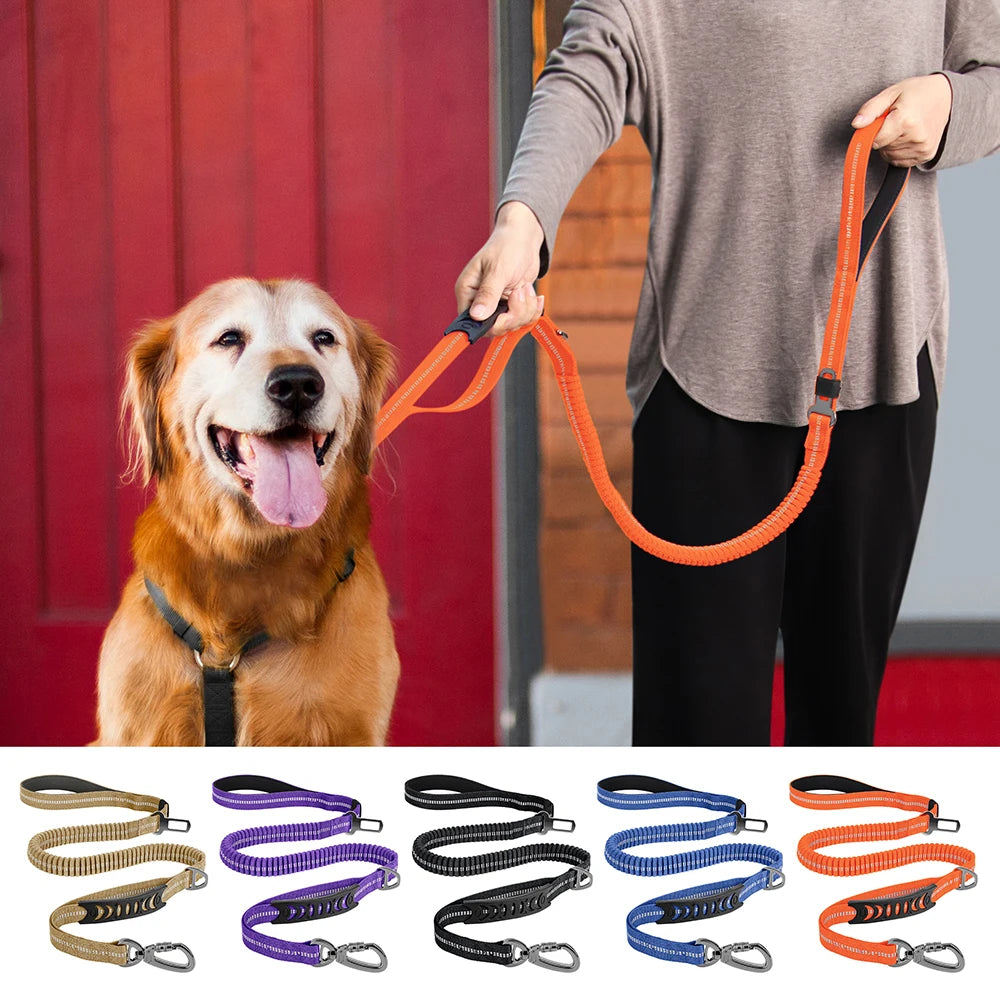Reflective Dog Leash with Car Seat Belt Clip – Durable Lead for Medium & Large Dogs (Running, Walking, Training)