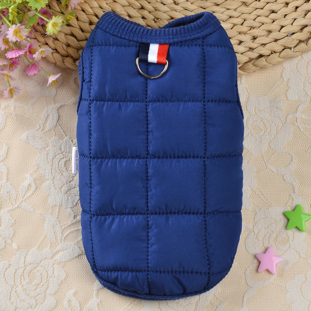 Fur Padded Dog Vest Clothes Warm Cotton Dogs Coat Pet Winter Jacket Clothes Small Medium Dogs Clothing French Bulldog Chihuahua