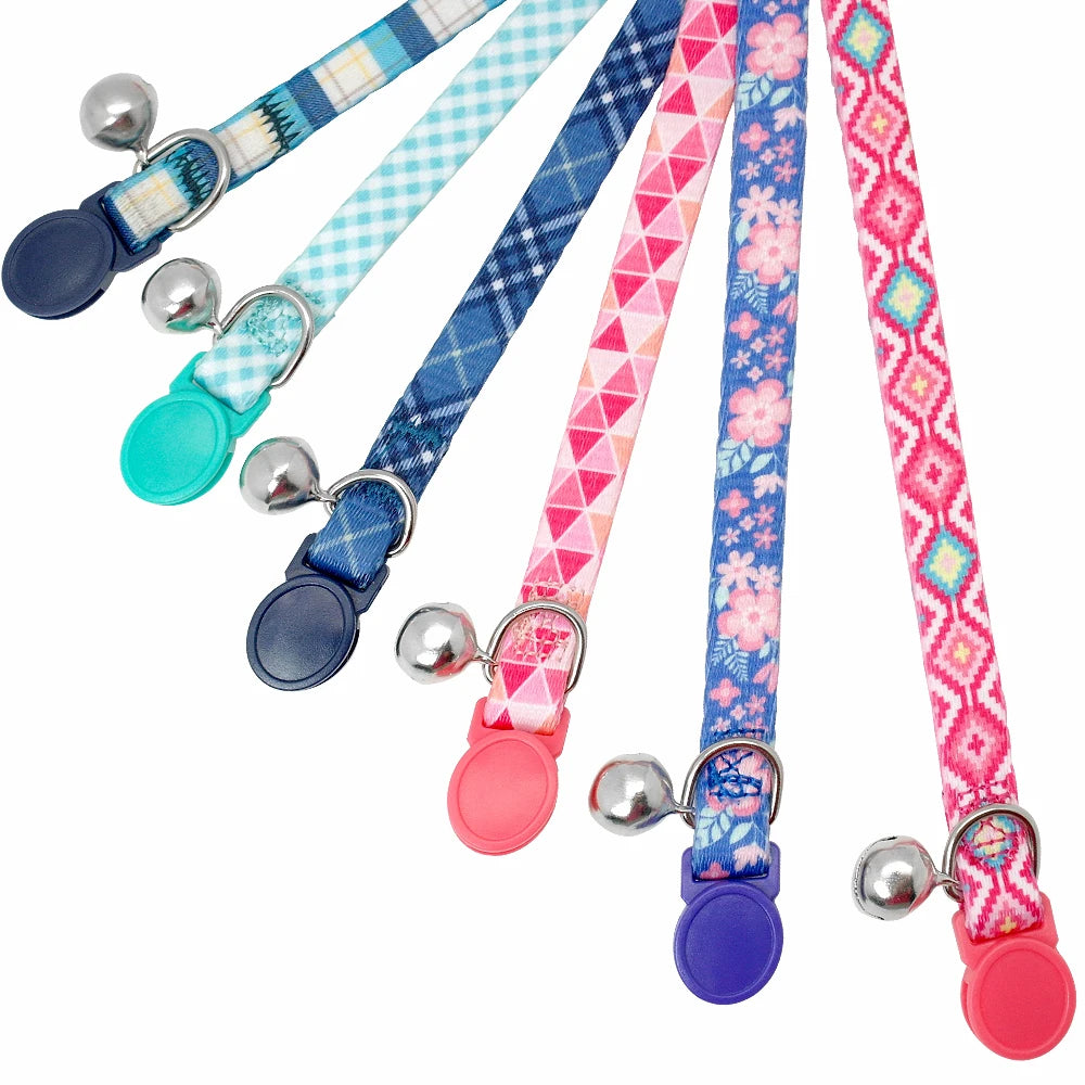Personalized Cat Collar with Engraved Fish Tag – Adjustable Nylon Collar for Cats & Small Dogs