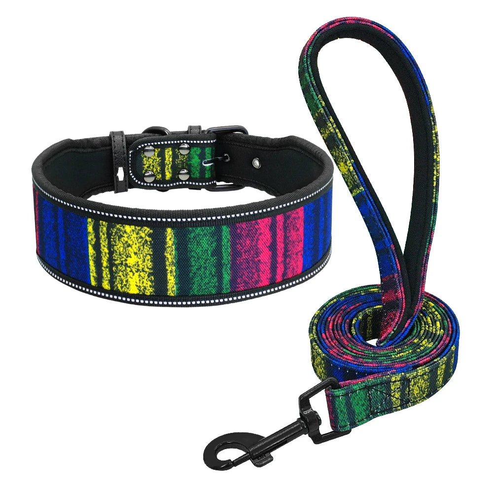 Reflective Padded Dog Collar & Leash Set – Fashionable, Adjustable, Comfortable