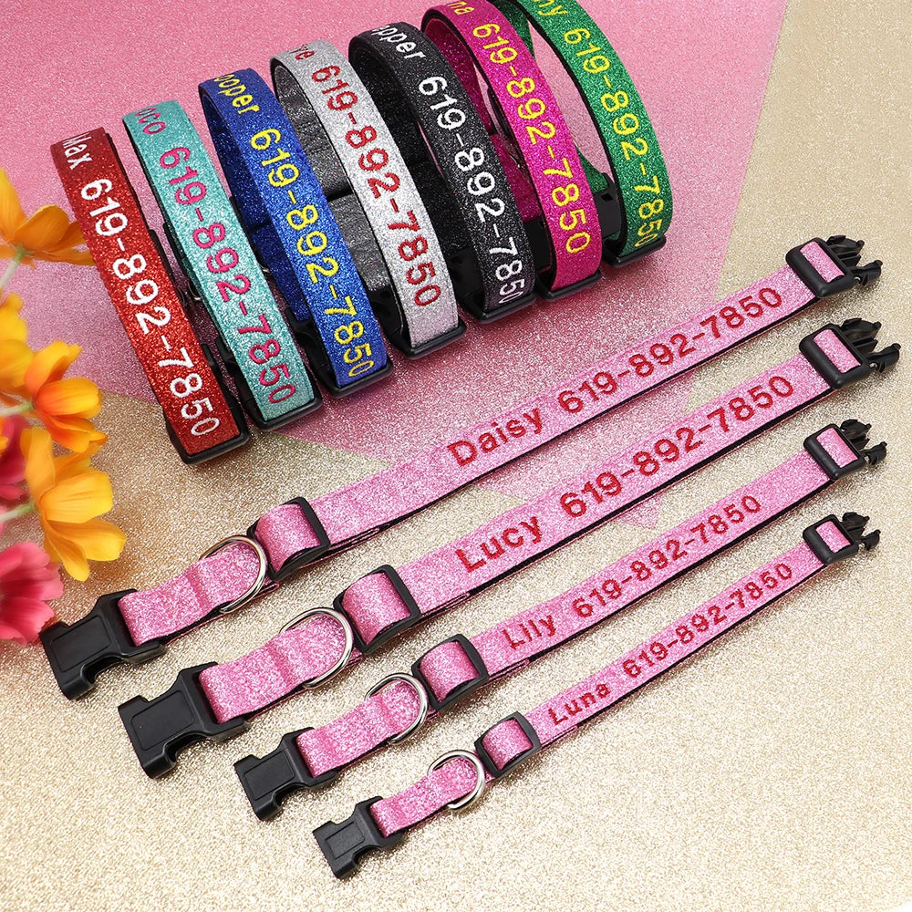 Personalized Embroidered Nylon Dog Collar – Custom Name & Phone ID – For Small, Medium & Large Dogs
