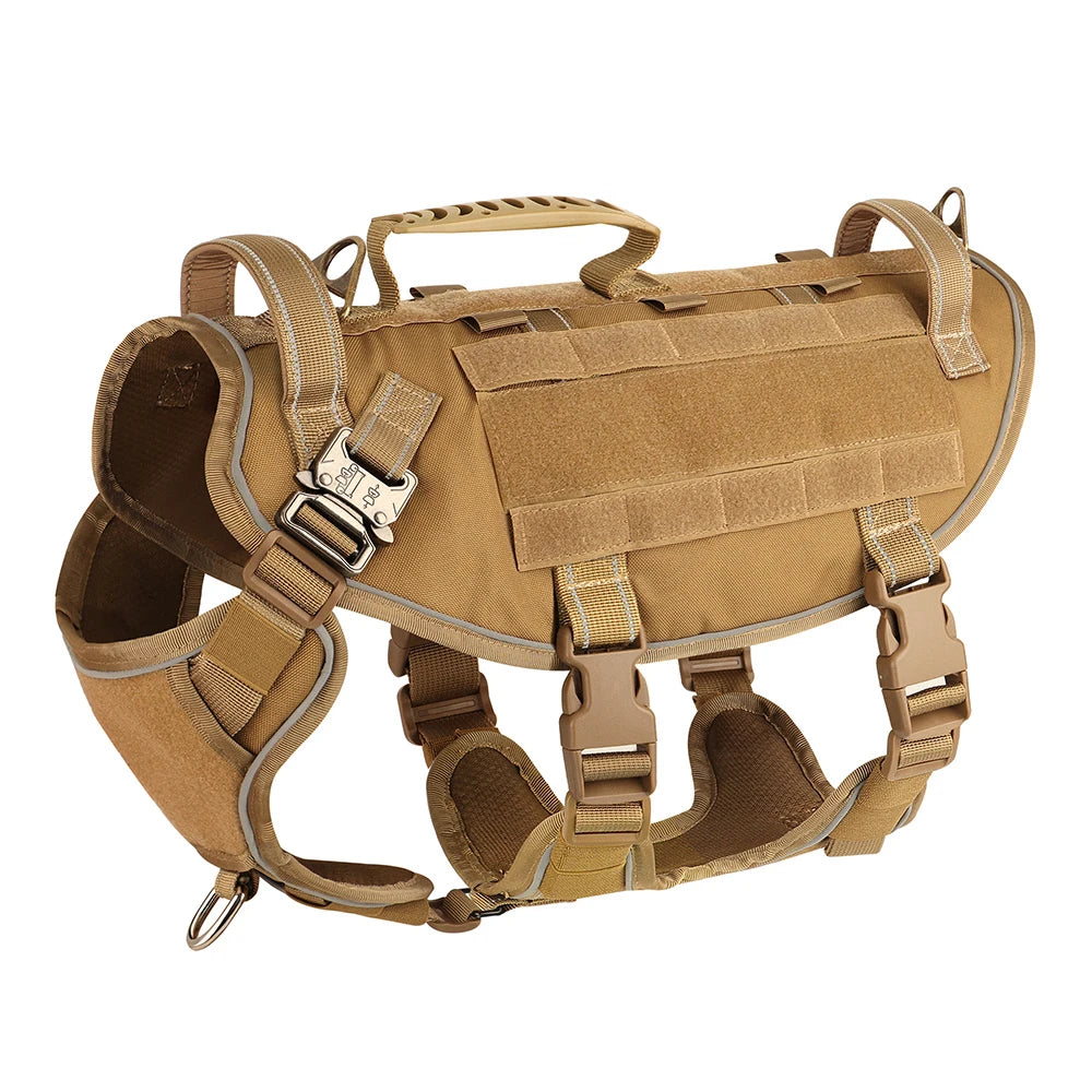 Quick Control Tactical Dog Harness – No Pull Military Training Vest with Handle & Molle System for Medium & Large Dogs
