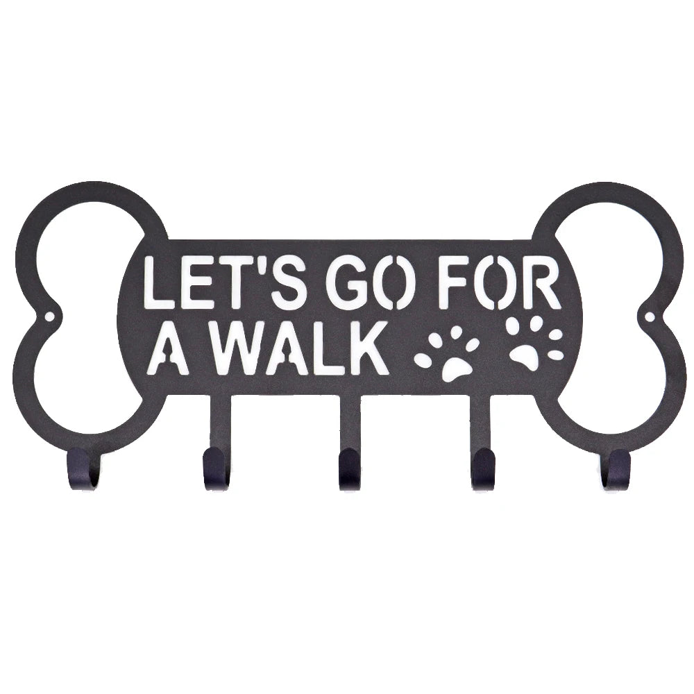 Metal Dog Leash & Key Holder Wall Rack – 4/5/7 Hooks Organizer with Free Nails