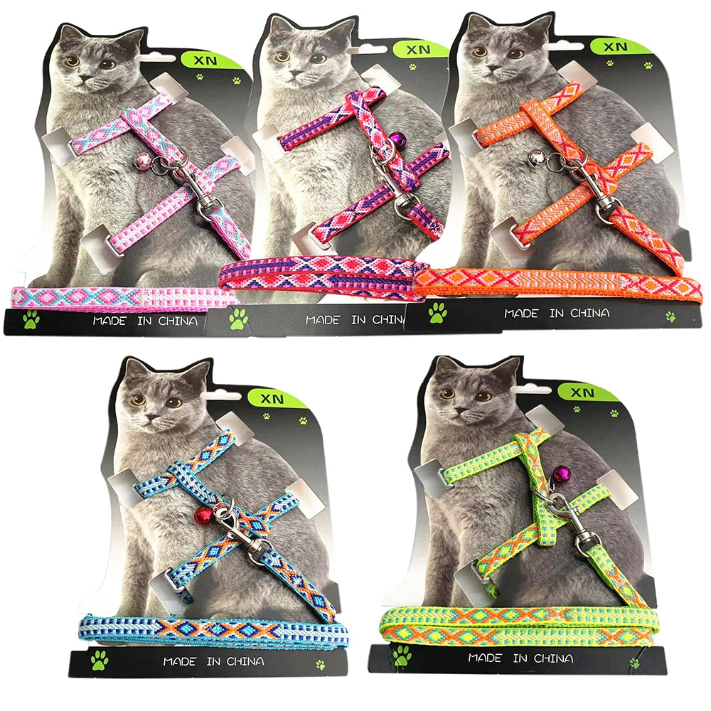Adjustable Cat Dog Harness and Leash Set Nylon Vest Walking Lead For Kitten Puppy Cats Harness Leash Set Small Dogs Chihuahua
