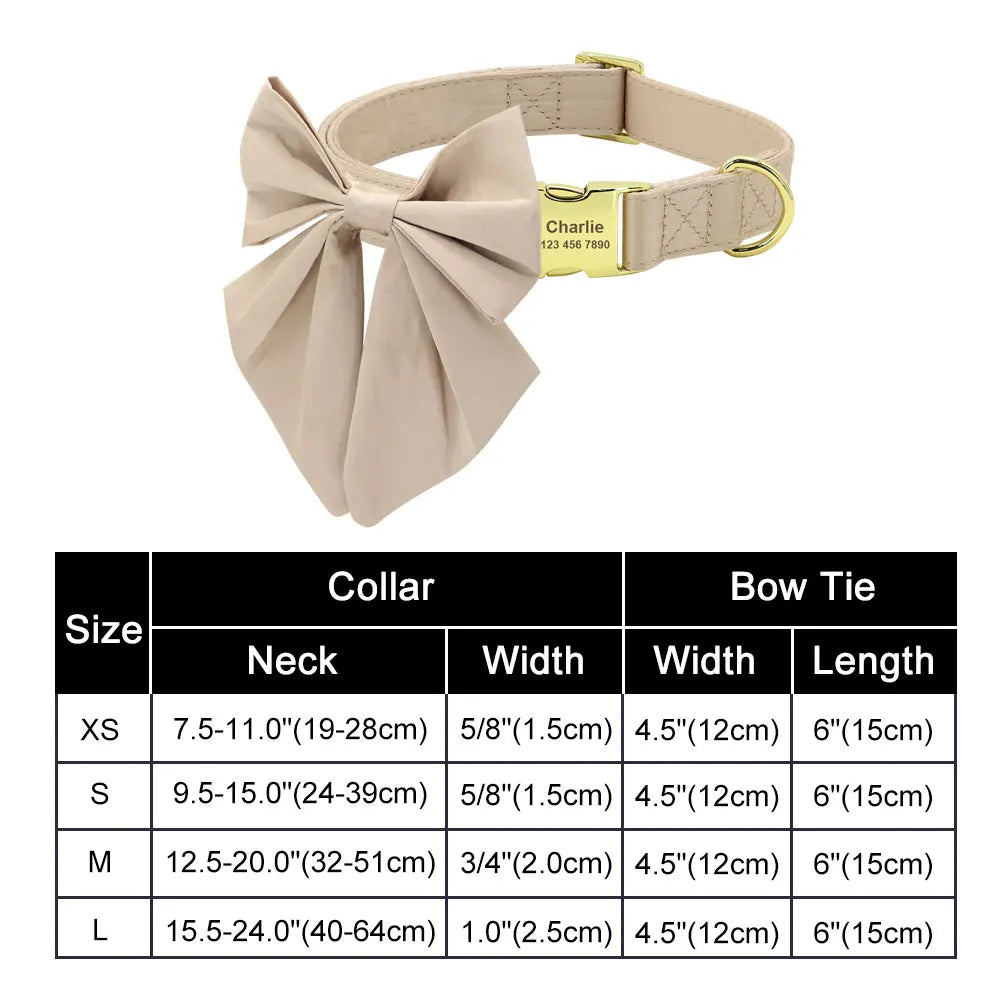 ✨ Personalized Nylon Bowknot Dog Collar – Custom Printed Name Tag for Small & Medium Dogs ✨