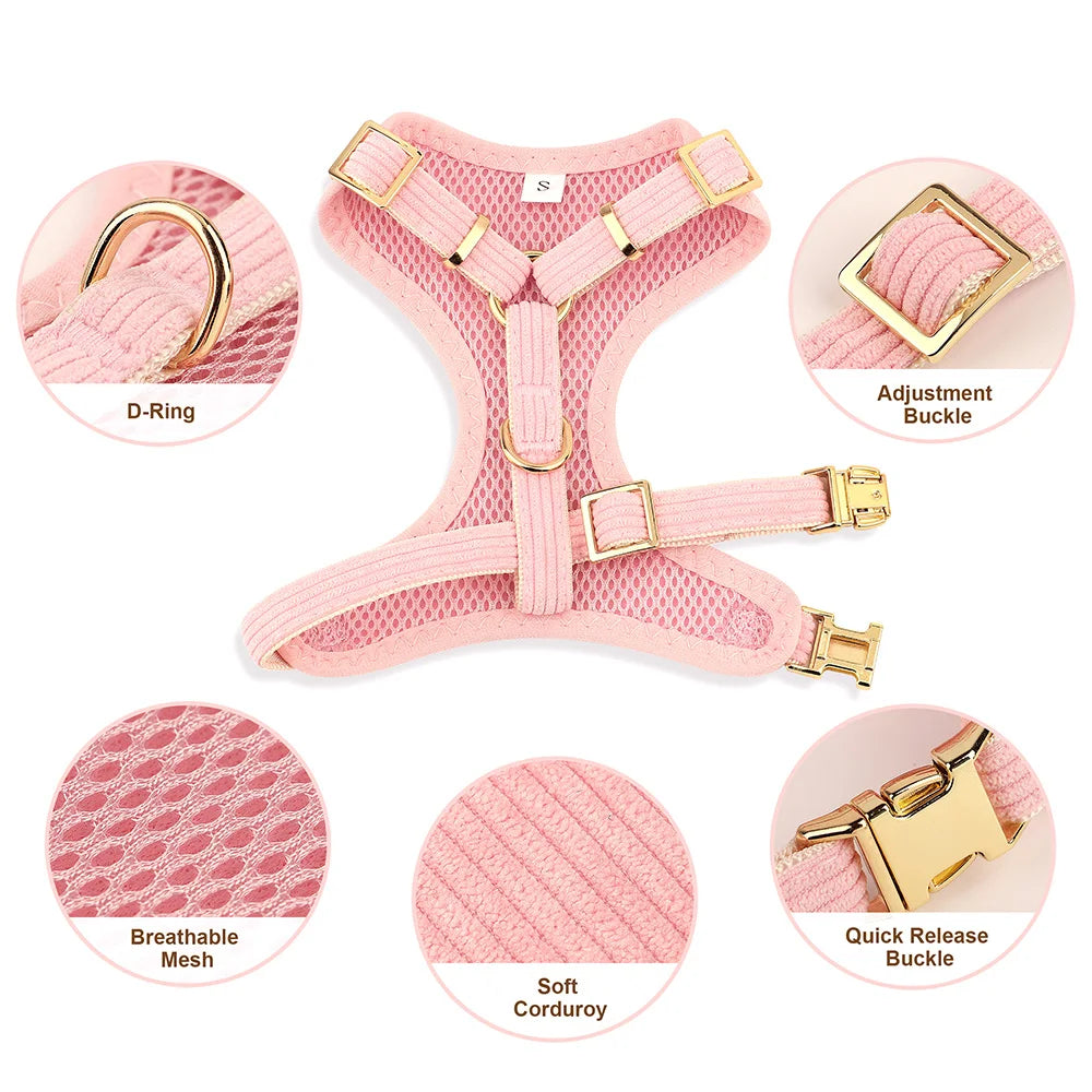 3pcs/lot Dog Collar Harness and Leash Set – Cute Bowtie Design for Small & Medium Dogs
