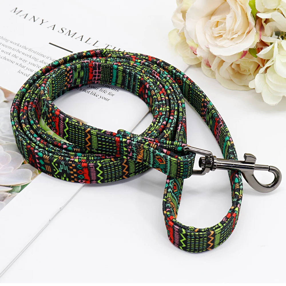 Durable Nylon Printed Dog Leash – 5 Colors Rope Lead for Small, Medium & Large Dogs (Walking, Training & Running)