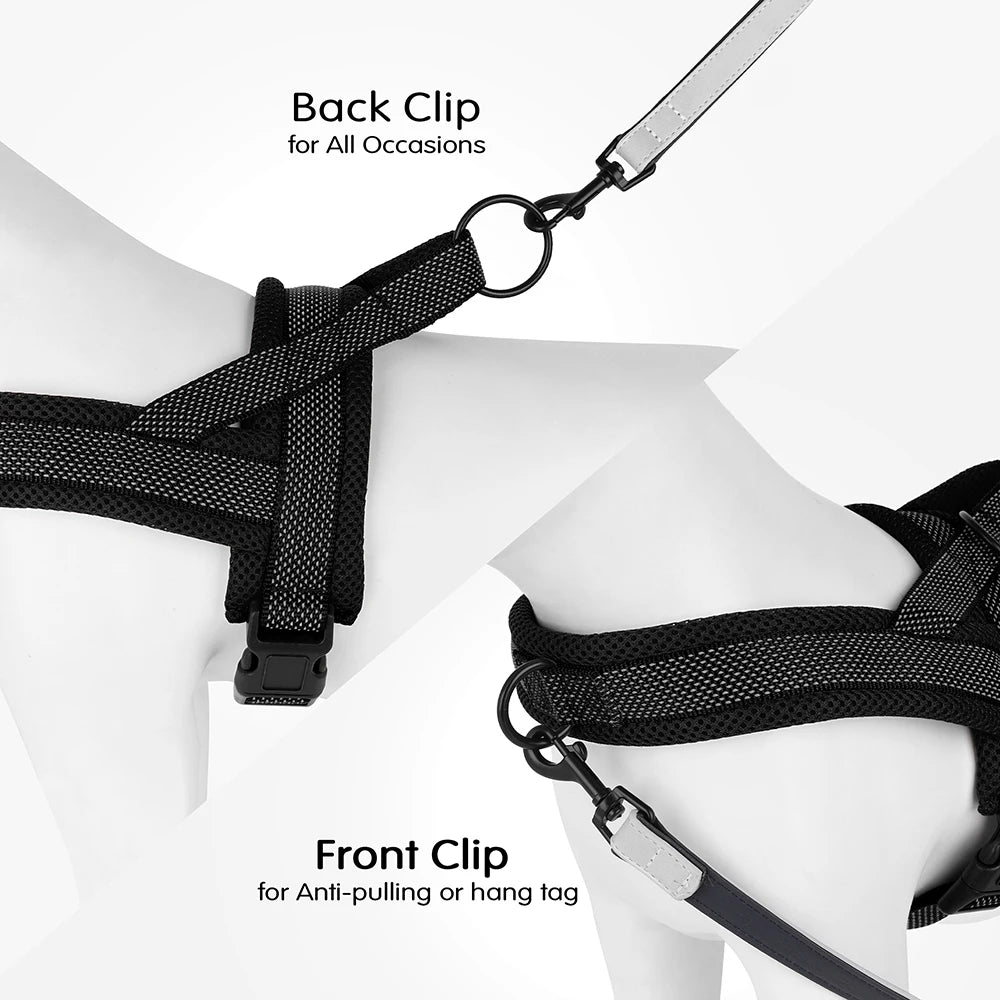 No Pull Nylon Dog Harness Breathable Mesh Pet Harnesses Vest Reflective Strap Harness for Medium Large Dogs Pug Walking Training